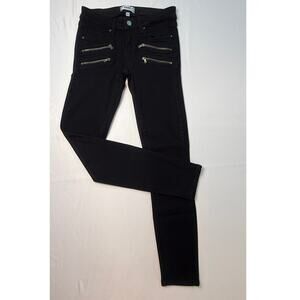 PAIGE Edgemont Black Skinny Zipper Jean Black Shadow Size 26